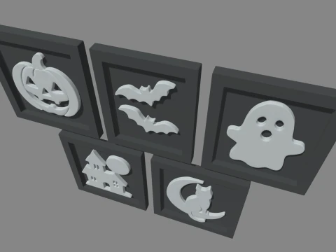 Halloween Pictures Frames 01 3D Model