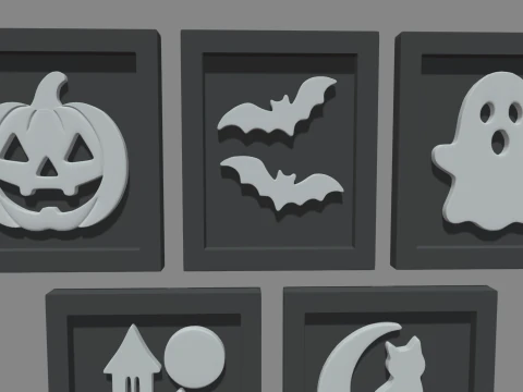 Halloween Pictures Frames 01 3D Model