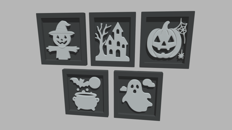Halloween Pictures Frames 02 3D Model .c4d .max .obj .3ds .fbx .stl .blend