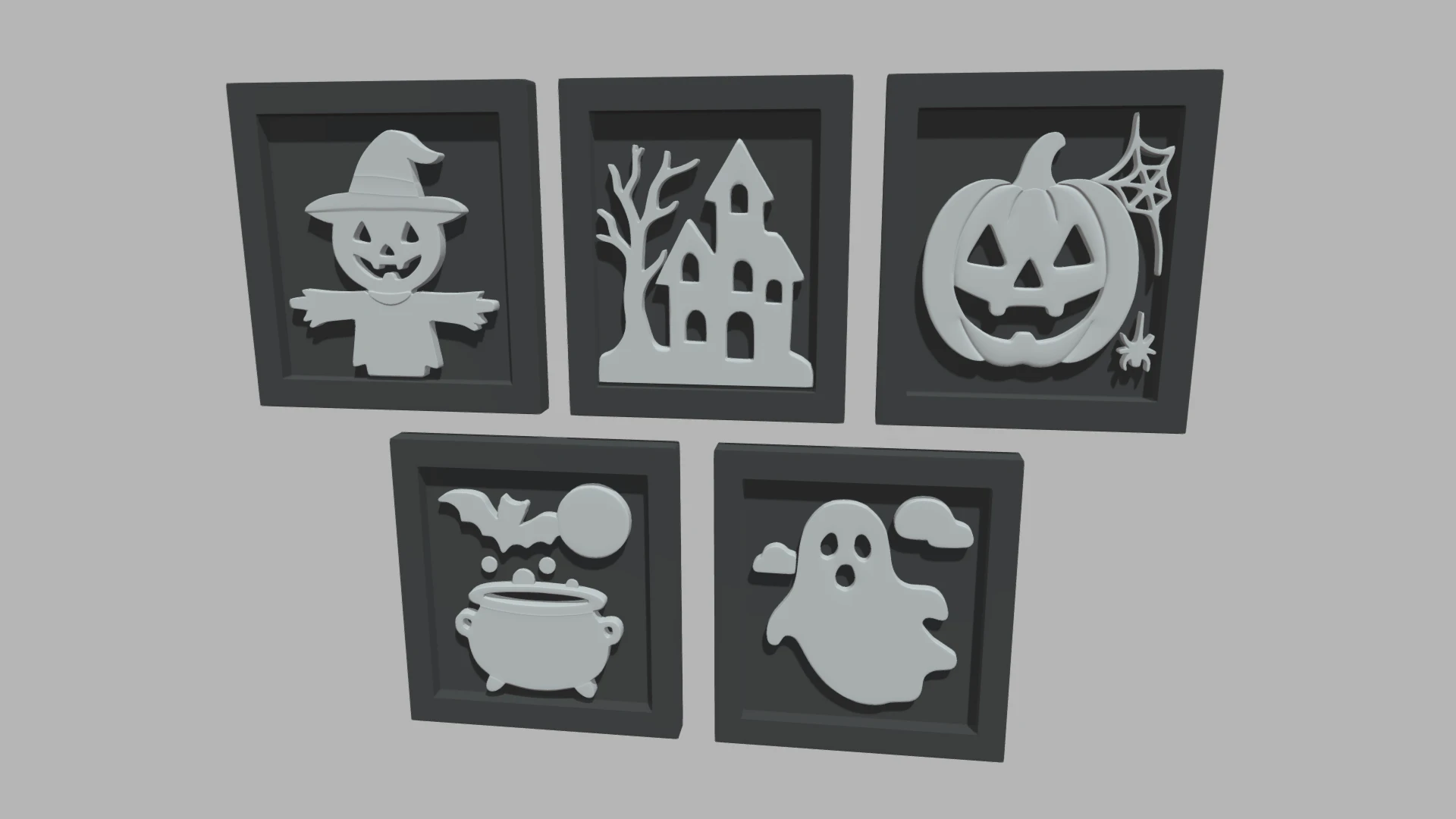 Halloween Pictures Frames 02 3D Model .c4d .max .obj .3ds .fbx .stl .blend 