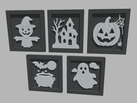 Halloween Pictures Frames 02 Modèle 3D