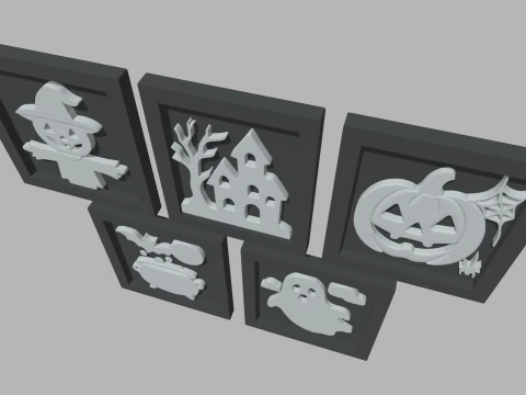 Halloween Pictures Frames 02 3D Model