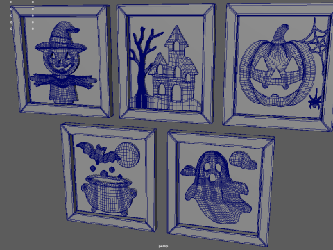 Halloween Pictures Frames 02 3D Model