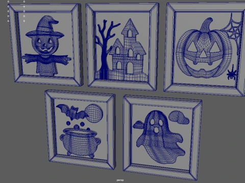 Halloween Pictures Frames 02 3D Model