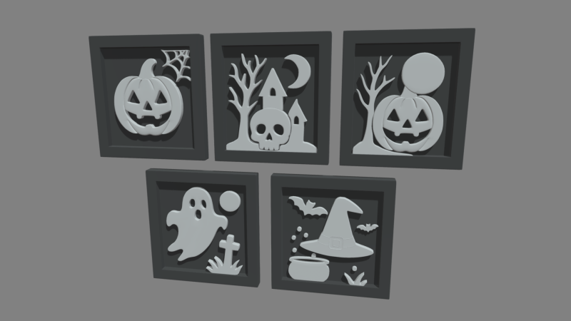 Halloween Pictures Frames 03 3D Model .c4d .max .obj .3ds .fbx .stl .blend