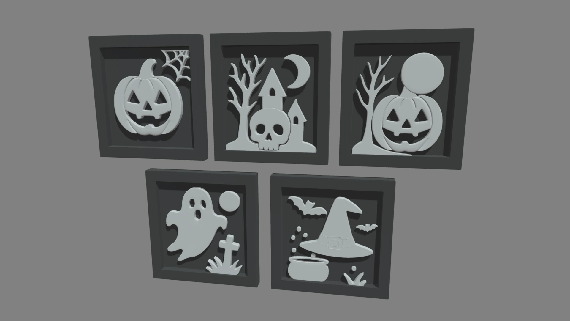 Halloween Pictures Frames 03 3D Model .c4d .max .obj .3ds .fbx .stl .blend