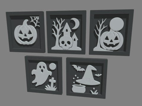 Halloween Pictures Frames 03 3D Modell