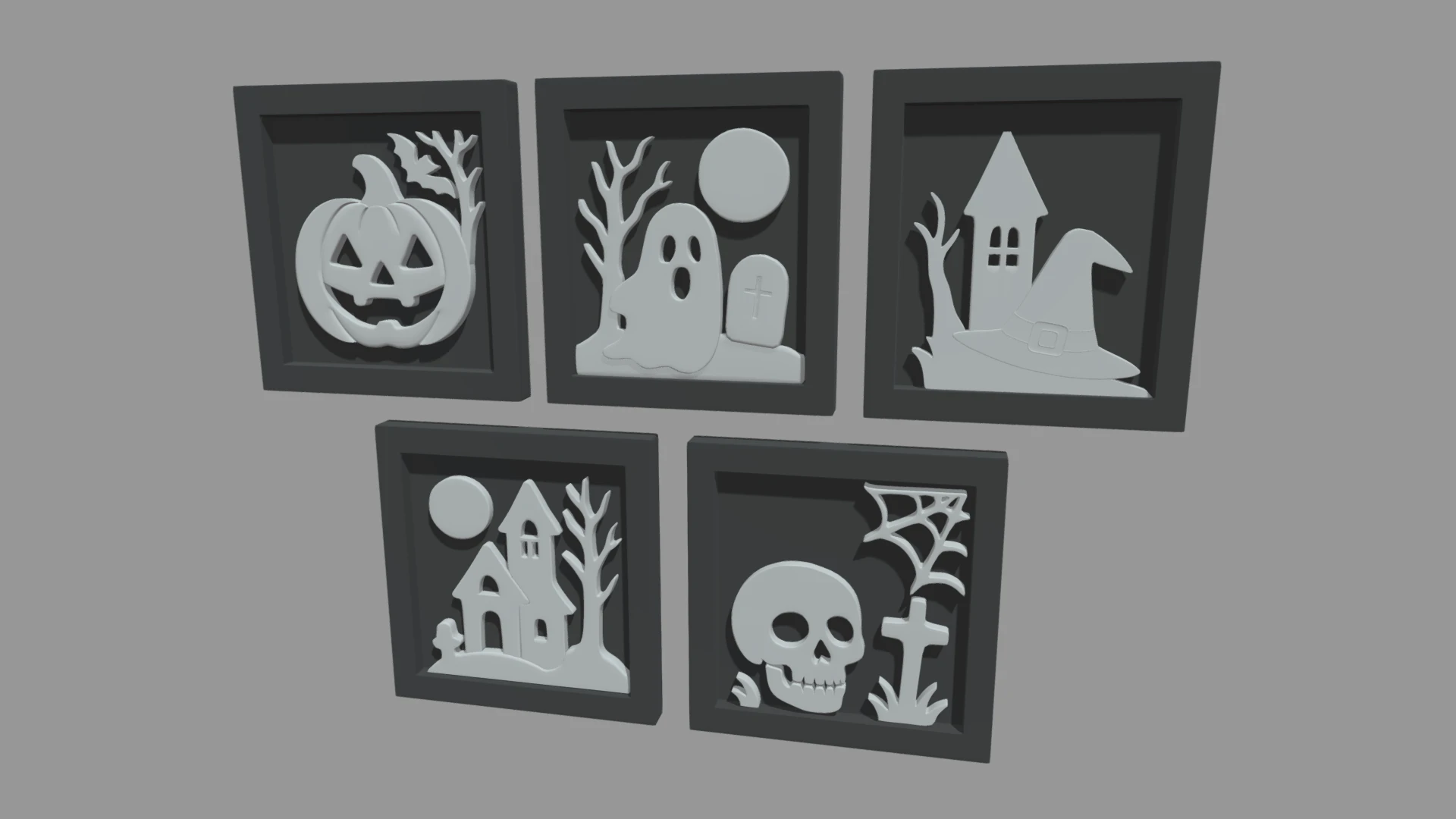 Halloween Pictures Frames 04 3D Model .c4d .max .obj .3ds .fbx .stl .blend 