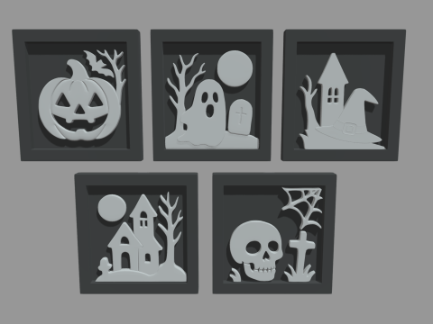 Halloween Pictures Frames 04 3D Model