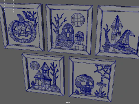 Halloween Pictures Frames 04 3D Model