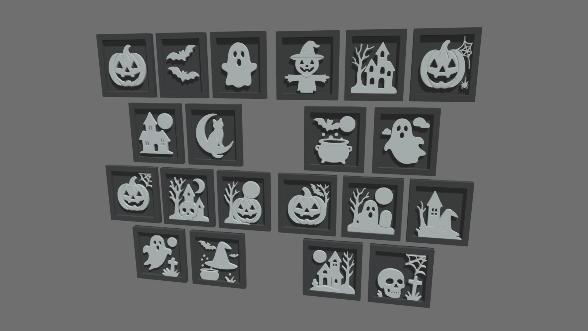 Halloween Pictures Frames 3D Model .c4d .max .obj .3ds .fbx .stl .blend