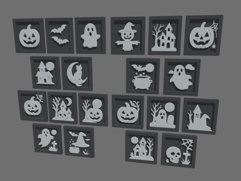 Halloween Pictures Frames Modelo 3D
