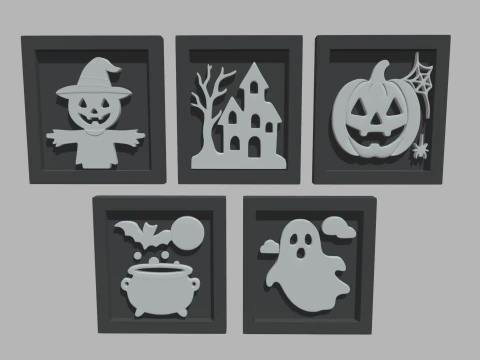 Halloween Pictures Frames 3D Model