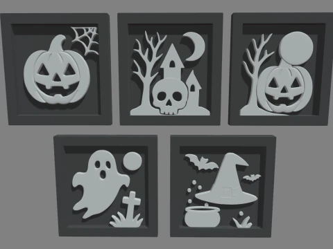 Halloween Pictures Frames 3D Model