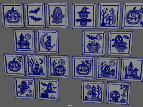Halloween Pictures Frames 3D Model