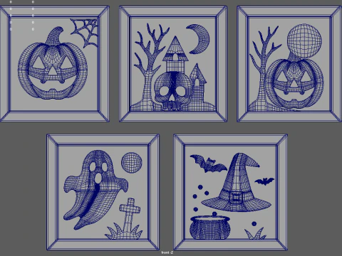 Halloween Pictures Frames 3D Model