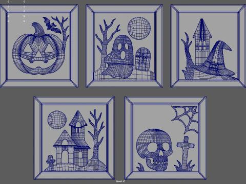 Halloween Pictures Frames 3D Model