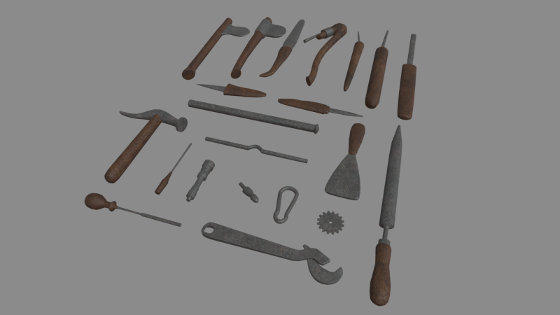 Old Tools Pack 01 Model 3D .c4d .max .obj .3ds .fbx .stl .blend 