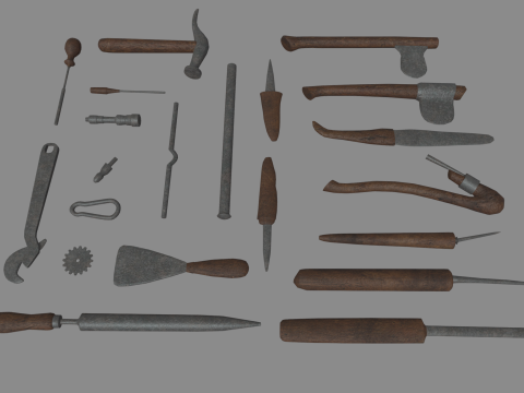 Old Tools Pack 01 Model 3D