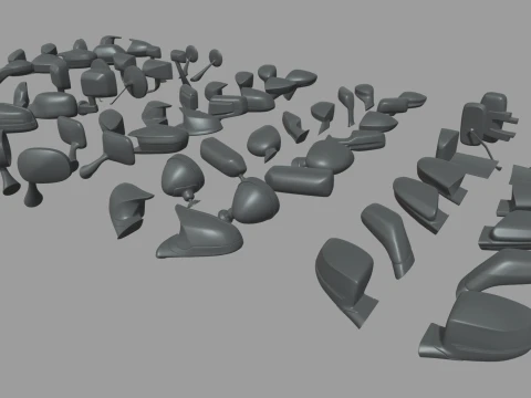 Mega Car Mirror Pack 01 3D Model