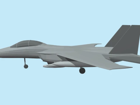 Low Poly Fighter Plane Jet 01 3D Model
