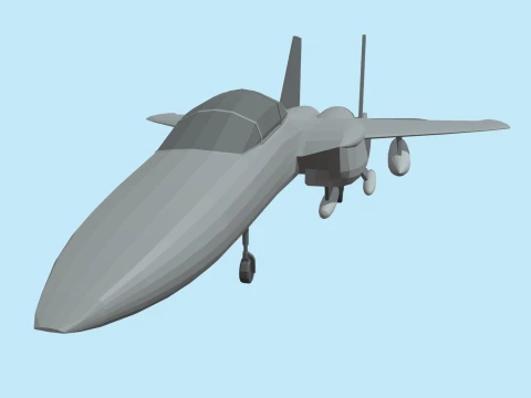Low Poly Fighter Plane Jet 01 3D Model