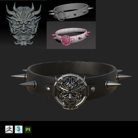 Oni choker necklace 3D Model .c4d .max .obj .3ds .fbx .stl .blend 