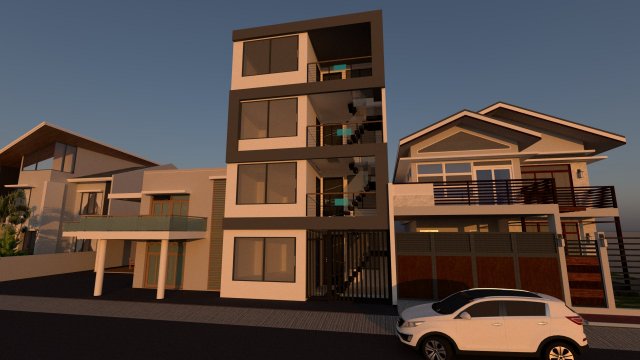 Casa multifamiliar 4 pisos 3Dモデル .c4d .max .obj .3ds .fbx .stl .blend 
