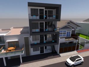 Maison multifamiliale 4 chambres Modèle 3D