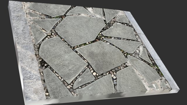 Walkway composed of flat floor tiles and stones 3d scan Modelo 3D .c4d .max .obj .3ds .fbx .stl .blend 
