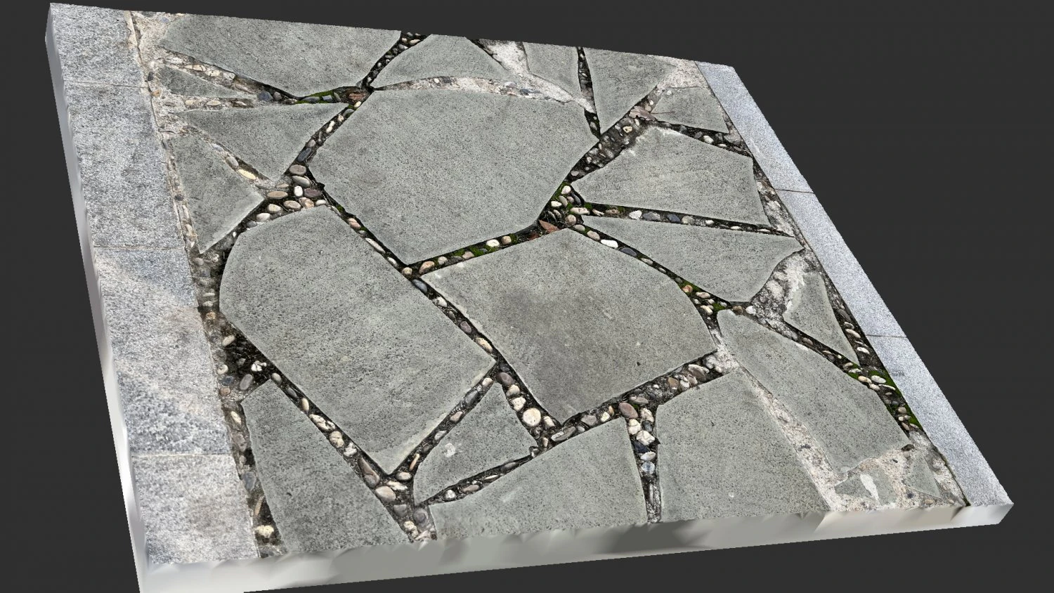 Walkway composed of flat floor tiles and stones 3d scan 3D Model .c4d .max .obj .3ds .fbx .stl .blend 