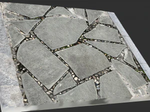 平らな床のタイルと石の 3D スキャンで構成される歩道 3Dモデル