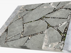Walkway composed of flat floor tiles and stones 3d scan Modelo 3D