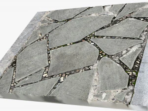 Walkway composed of flat floor tiles and stones 3d scan 3D Model