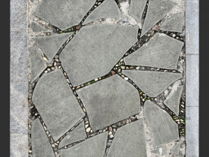Walkway composed of flat floor tiles and stones 3d scan Modelo 3D