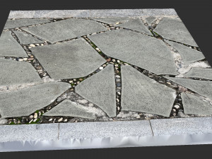 Walkway composed of flat floor tiles and stones 3d scan Modelo 3D