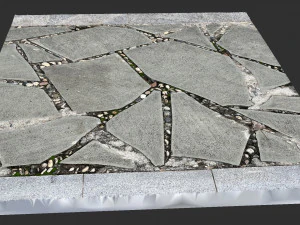 Walkway composed of flat floor tiles and stones 3d scan 3D Model