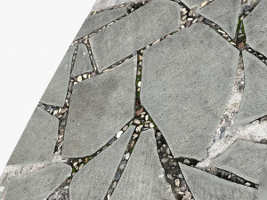 Walkway composed of flat floor tiles and stones 3d scan Modelo 3D