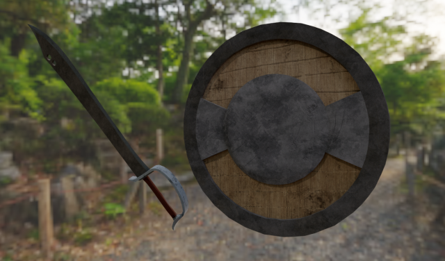 Fantasy Bandit Sword and Shield 3D Модель .c4d .max .obj .3ds .fbx .stl .blend 