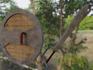 Fantasy Bandit Sword and Shield 3D Модель