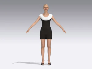 黒と白のドレス 3Dモデル