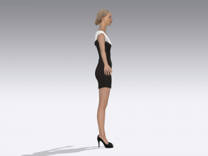 Black and white dress Modèle 3D