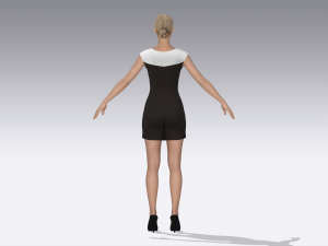 Black and white dress Modèle 3D