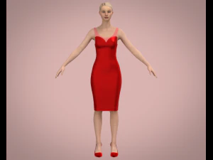 빨간 드레스 3D 모델