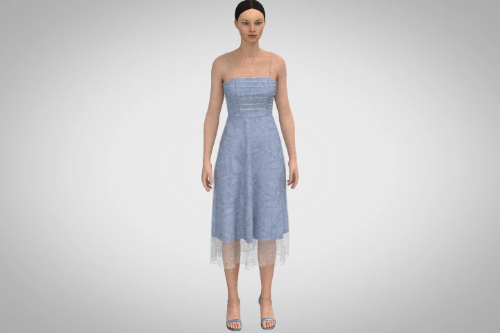 Blue dress 3D Model .c4d .max .obj .3ds .fbx .stl .blend 