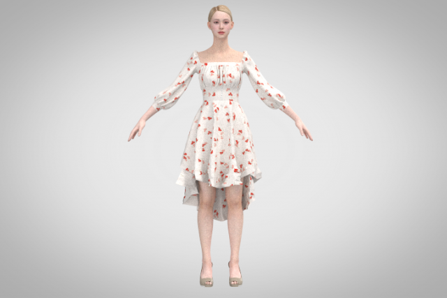 Floral dress 3D Model .c4d .max .obj .3ds .fbx .stl .blend 