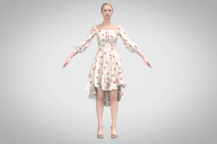 Floral dress 3D Model .c4d .max .obj .3ds .fbx .stl .blend 