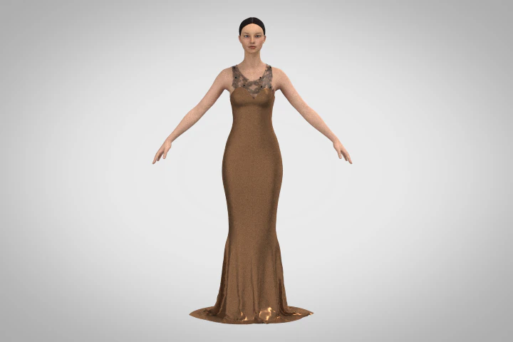 Brown dress 3D Model .c4d .max .obj .3ds .fbx .stl .blend