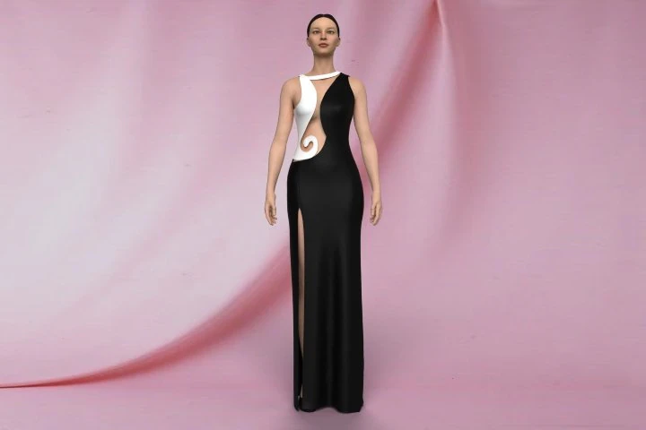 Black and white dress 3D Model .c4d .max .obj .3ds .fbx .stl .blend 