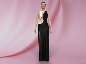 黒と白のドレス 3Dモデル